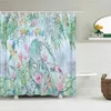 Rideaux de douche Rideau imperméable avec crochets Fleur Plante Feuille Imprimé Salle de bain Polyester Tissu Bain pour la décoration