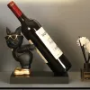 Esculturas estátuas de buldogue francês, suporte de vinho, esculturas nórdicas, decoração de casa, quarto, mesa, enfeites de resina, estátua de mordomo de cachorro