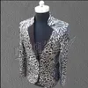 S-5xl NOWOŚĆ MĘŻCZYZN CHEPARD CARTUNT SUT BAR NOCL CLUB Singer DJ DS Cequined Self-Cultivati ​​Suit Plus Size Blazers Kostium H01E#