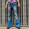 Fi Estilo Punk Grande Queimado Jeans Masculino Four Seass Street Casual Cintura Alta Splice Bolso Calças Jeans Masculino Calças Juvenis k0eK #