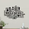 Klistermärken Gym Word Cloud Wall Decal Fitness Motivation Fitness Vinyl Sticker Decor Gym Design Fitness Club Wall Stickers Citat L571