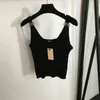 2024 Dames Designer Tee Designer Tops Met Letter Wollen T-shirt Meisjes Milan Runway Crop Tops Merk Designer Trui Mouwloos Uitloper Sexy Knits Tee Vest Hemdje