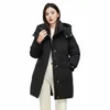 Marca para baixo jaqueta feminina casaco 2024 inverno novo grosso quente parker casaco coreano fi solto lg com capuz pato branco para baixo casaco t7d8 #