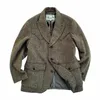 men's Blazer Slim Fit Tweed Wool Elegant Classic Single Piece Groom's Suit Wedding Autumn Winter Vintage Jacket R6dU#