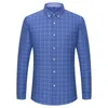 Nytt i skjorta plus storlek 7xl 100%Cott LG-ärmskjortor för män Slim Fit Formal Shirt Plaid Plain Shirt Oxford Office kläder C8MD#