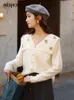 Mishow Women's Sweater Cardigan Autumn Korean Turn-Down Collar Fr Female Single Breasted Soft Stick Tops MXB31Z0733 D5KR#