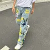 2023 Ropa Grunge Y2K Streetwear Baggy Stacked Zerrissene Jeans Hosen Männer Kleidung Grafik Stickerei Hip Hop Denim Hosen Pantal E9A8 #