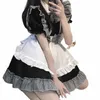 Femmes Maid Outfit Black Plaid Cosplay Anime Uniforme Fille Étudiante Lolita Dr Style Doux Mignon Arc Café Princ Kawaii Dres 41Gz #