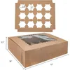 Backformen 5 Stück Cupcake-Box mit Fenster weiß braun Kraftpapierboxen Dessert Mousse 12 Tassenkuchenhalter