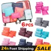 Sacos de armazenamento 6pcs / conjunto organizador de viagem mala portátil para mulheres roupas sapatos maquiagem saco bagagem