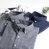 남자 캐주얼 셔츠 셔츠 긴 소매 줄무늬 격자 무늬 브러시 정기적 인 슬림 한 사회 형식 패션 편안
