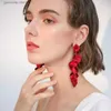 Charm Korean Fashion Acrylic Petal Flower Tassel Dingle Earrings For Women 2024 Luxury Vintage Fairy Wedding Party Jewelry Accessories Y240328