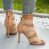 Hip Summer Sandal Women Roman Style Sandal Elastic Strap Fish Mouth Slim Heel High Heels Womens Sandals Shoes 240228