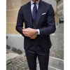 marinens mäns kostym 3 stycken blazer väst byxor en rumpa toppade lapel tuxedo busin modern pinstripes bröllop brudgum dräkt homme w2hn#