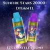 Большая цена продажи Sunfire Stars 20000 Puffs одноразовые вейп. Пополняемая перезаряжаемая вейп электронная сигарета комплект 12 вкуса.