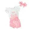 Clothing Sets 3 Piece Baby Girl Summer Outfit Little SIS Letter Short Sleeve Bodysuit And Dots Print Shorts Set With Headband