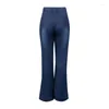 Kvinnors jeans 2024 Vintage Pants High midja Micro Stretch spets blossade bred ben