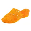 Slippers Plastic Jelly Rhinestone Medium Heel Flat Thick Sole Casual Shoes Fashion Round Toe Spring Summer Slipper For Women