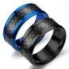 Anéis de casamento 8mm masculino carboneto de tungstênio prata cor anel incrustação preto banda de fibra de carbono para festa masculina moda jóias presente s283j