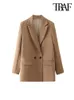 TRAF femmes Chic bureau dame Double boutonnage Blazer Vintage manteau mode col cranté à manches longues dames vêtements d'extérieur élégant hauts 240318