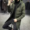 vinterman förlängda Cott Coat Down Jacket Midlängd över knäet förtjockar ungdomshuven Lös Håll varm temperament Enkel Y8L5#