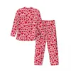 Startseite Kleidung Hearts Core Pyjamas Set Valentinstag Romantische Nachtwäsche Herren Langarm Casual Freizeit 2 Stück Nachtwäsche Große Größe