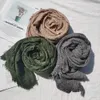 Однотонные хлопковые льняные шарфы для женщин и мужчин, осенне-зимний теплый морщинистый платок, модный мужской шарф Bufanda 240314