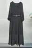 カジュアルドレス高品質のブランドスプリングドレス2024デザイン衣類女性ルレックスホイルパターン長袖グリーンブラック3xl