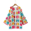 Suéter feminino inspirado em boho, manga comprida, tricotado floral 3d, cardigã solto, estilo boêmio, feito à mão