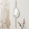 Tapisserier Macrame Woven Wall Hanging Mirror Böhmen Tapestry för heminredning