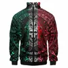 Veste pour hommes Vert Rouge Rétro Crâne Ethnique TotemCasual Printemps Automne Zip Poche Manteau Outwear Baseball Vestes Mâle Survêtement Casaco u5Jg #