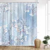 Shower Curtains Watercolor Flower Curtain Vintage Colorful Palm Leaves Tree Branch Bird Ink Painting Aesthetic Bathroom Decoration