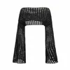 Mulheres Grunge-Crochet Knit See Through Crop Tops Cover Up Shrug Lg Sleeve Neck Casual Cropped Smock Top Blusa s4kJ #