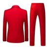 Pure Color Suit 3 -częściowy impreza weselna Dr Kurtka kamizelka Fi Slim Fit Blazer Pantoat Pants Red Blue Green H8sp#