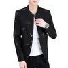 Coo 2023 Hommes Printemps Nouveau imprimé col montant costume mince jeunesse décontracté blazer à trois fesses Fi 56gS #