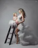 Party Dresses White Maternity Women V Neck Tulle Prom Gowns Train Po Shoot Vestido De Fiesta Boda