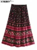Jupes Skorts Multi imprimé fleuri ethnique Vintage Chic femmes plage bohème jupe dames haute taille élastique rayonne coton Boho Maxi yq240328