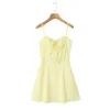 Casual Dresses Women's Bazaleas Back Bandage One Piece Dress Sexy Yellow Spaghetti Straps Slim Party Mini 2024