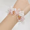 Vit imitati Pearl Crystal Fi Wrist FR för kvinnor Bröllopsset Holiday Ball Hand smycken Girl Dancing Party Decorati N8le#