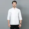2019 neue Food Service Küche Arbeitsjacken Restaurant Chef Uniformen Sushi Bäckerei Café Kellner Catering schwarz weiß Mantel P8JG #