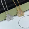 Brand de créateur Glod High Version Van Clover Collier Womens Full Diamond Petals Flower Pendant Lucky Grass Collar Collar