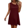 Casual Dresses Women's Solid Color Slant Neck Fall Floral Dress For Women Cute Summer Short Two