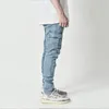 Calças de brim Homens Calças W Cor Sólida Multi Bolsos Denim Mid Cintura Carga Jeans Plus Size Fahsi Calças Casuais Masculino Desgaste Diário N5tC #