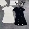 Designer Summer Ladies Fashion Casual knitted vest + Luxury stretch wrap hip skirt High quality set two 2C knitted skirt sleeveless two-piece women's set black white