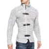 Suéteres masculinos elásticos elegantes de fibra acrílica solta suéter casaco inverno masculino gola alta pulôver suéter n1E7 #