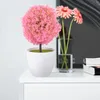 Decorative Flowers 2 Pcs Plant Simulated Potted Office Fake Bonsai Faux Plants Indoor With Pink Artificial For Home Decor