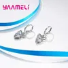 Collier boucles d'oreilles ensemble femmes fiançailles 925 en argent Sterling avec coeur cristal autrichien pendentifs à breloque colliers boucle d'oreille dame