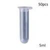 Bouteilles de stockage 50 pièces 5ml, bouchon transparent en plastique, Tubes à centrifuger, flacons d'échantillon, conteneur de laboratoire, livraison directe