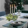 Dekorativa blommor Ring Party Wreath Door Green Leaf Tablett Festival Garland Simulering Mini Taper Candles