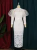 elegant Lace Dres Plus Size 3XL 4XL Lg Lantern Sleeve White Pink Bodyc Vintage Prom Dr Gowns for Ladies Evening Party q7ru#